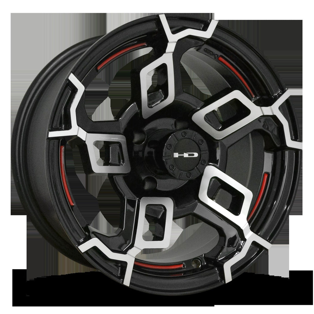 HD Golf Switch 14x7 -14 4x101.6mm 68.2mm Gloss Black/Mach Face&Redline