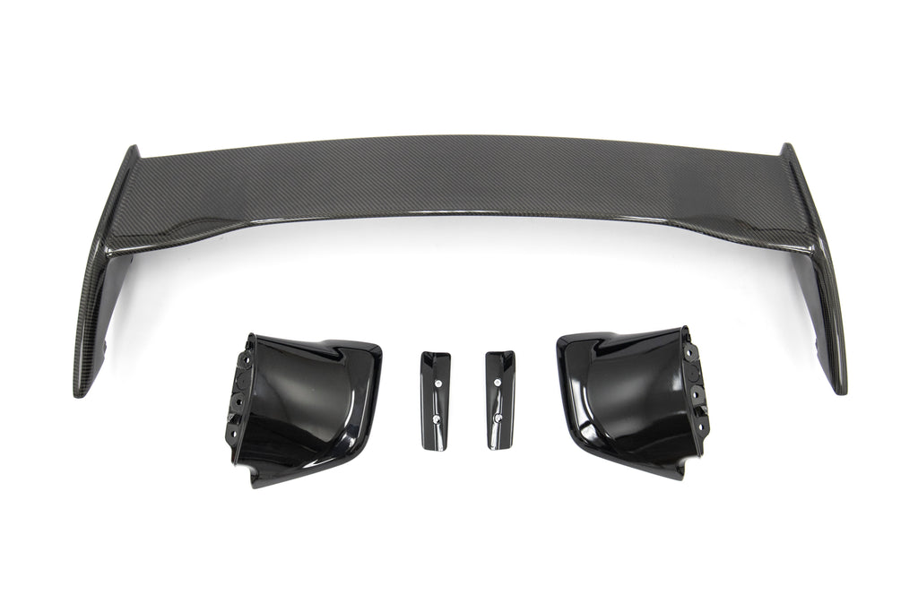 OLM Silverline Carbon Fiber OEM S Style Spoiler with Black Bases - 2015+ WRX / 2015+ STI