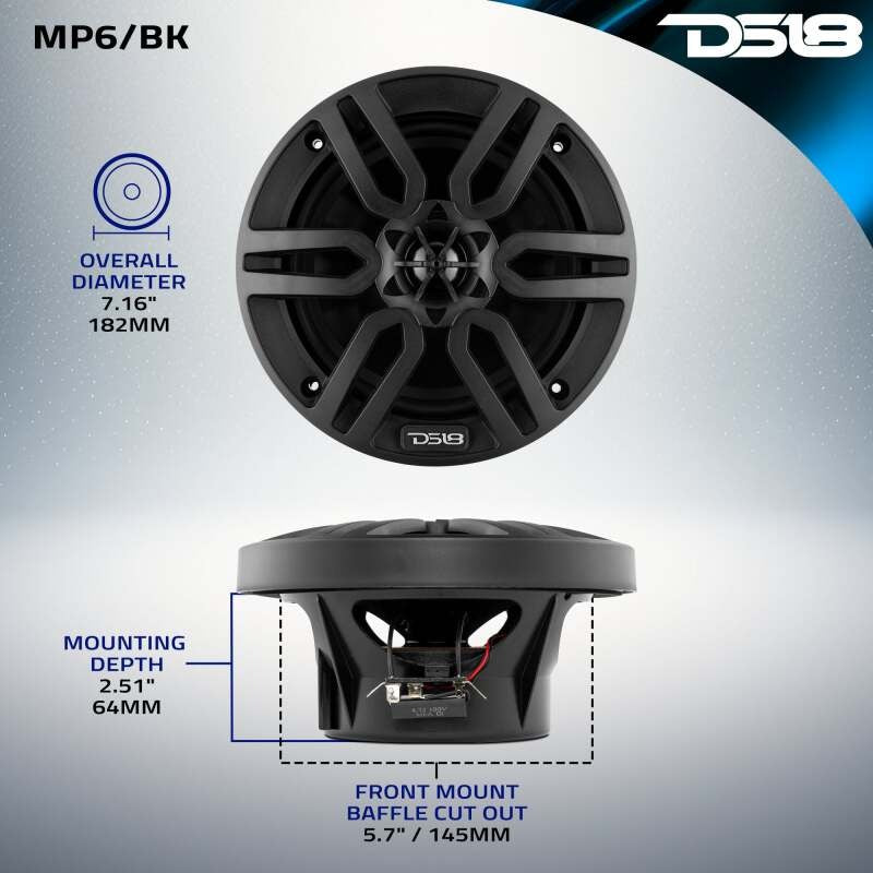 DS18 6.5in 2-Way 60 Watts RMS 4ohm Black