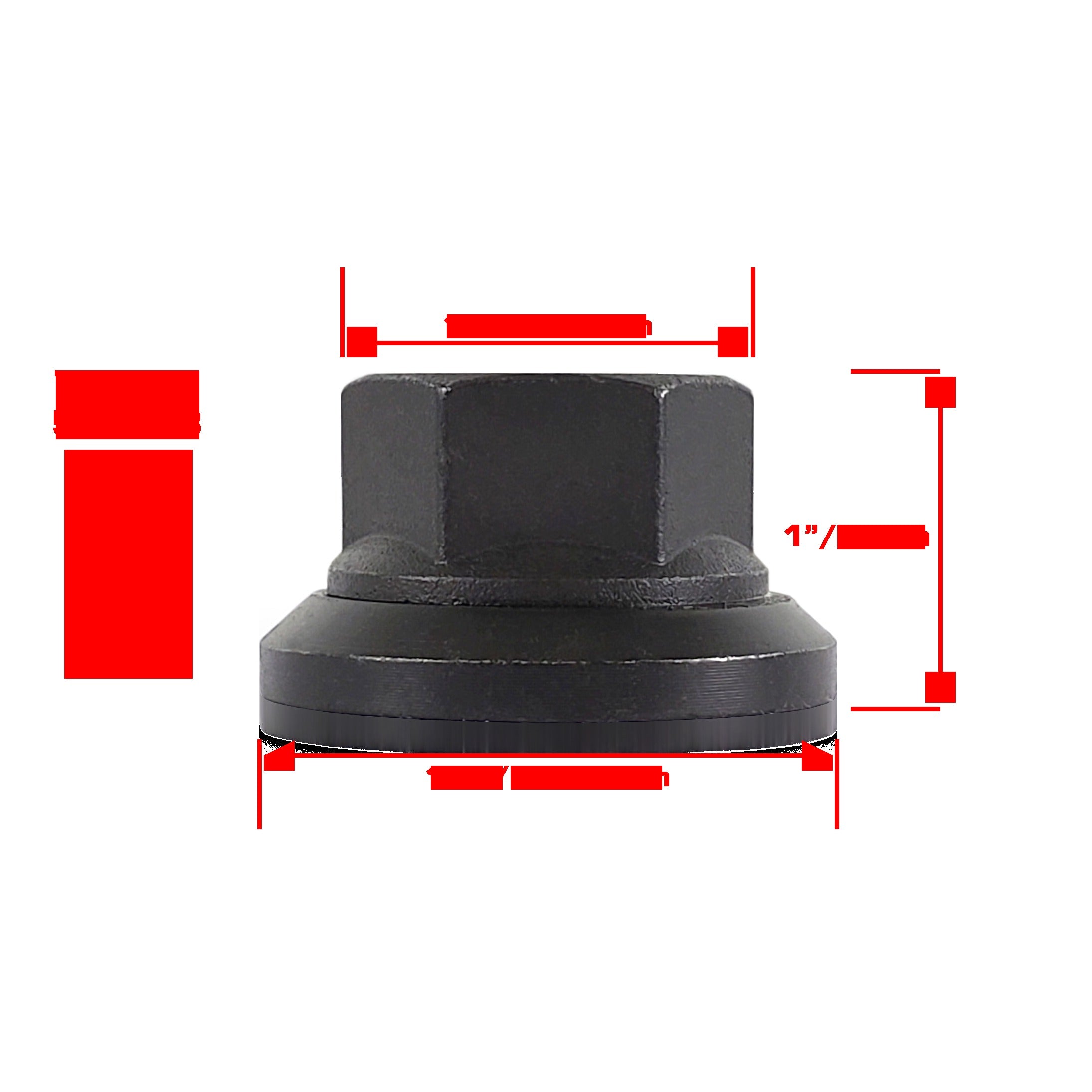 Perfectly Tight 29mm Hex Swivel Flat Seat Open Lug Nut 5/8-18 x 25mm - Black Oxide Steel - 1 Piece