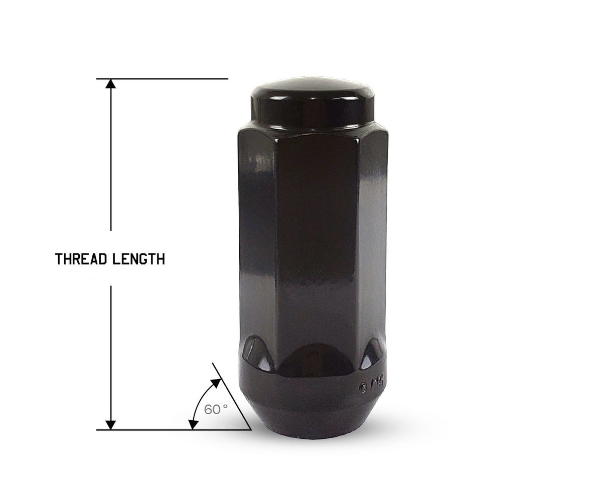 Perfectly Tight 3/4" Hex Lug Nut Tapered Seat 14x1.5 x 50mm - Black Steel - 1 Piece