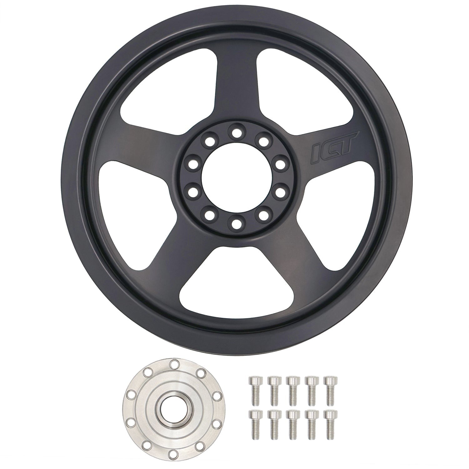 ICT Billet LS3 Camaro 8 Rib Billet Power Steering Pump Pulley and Hub