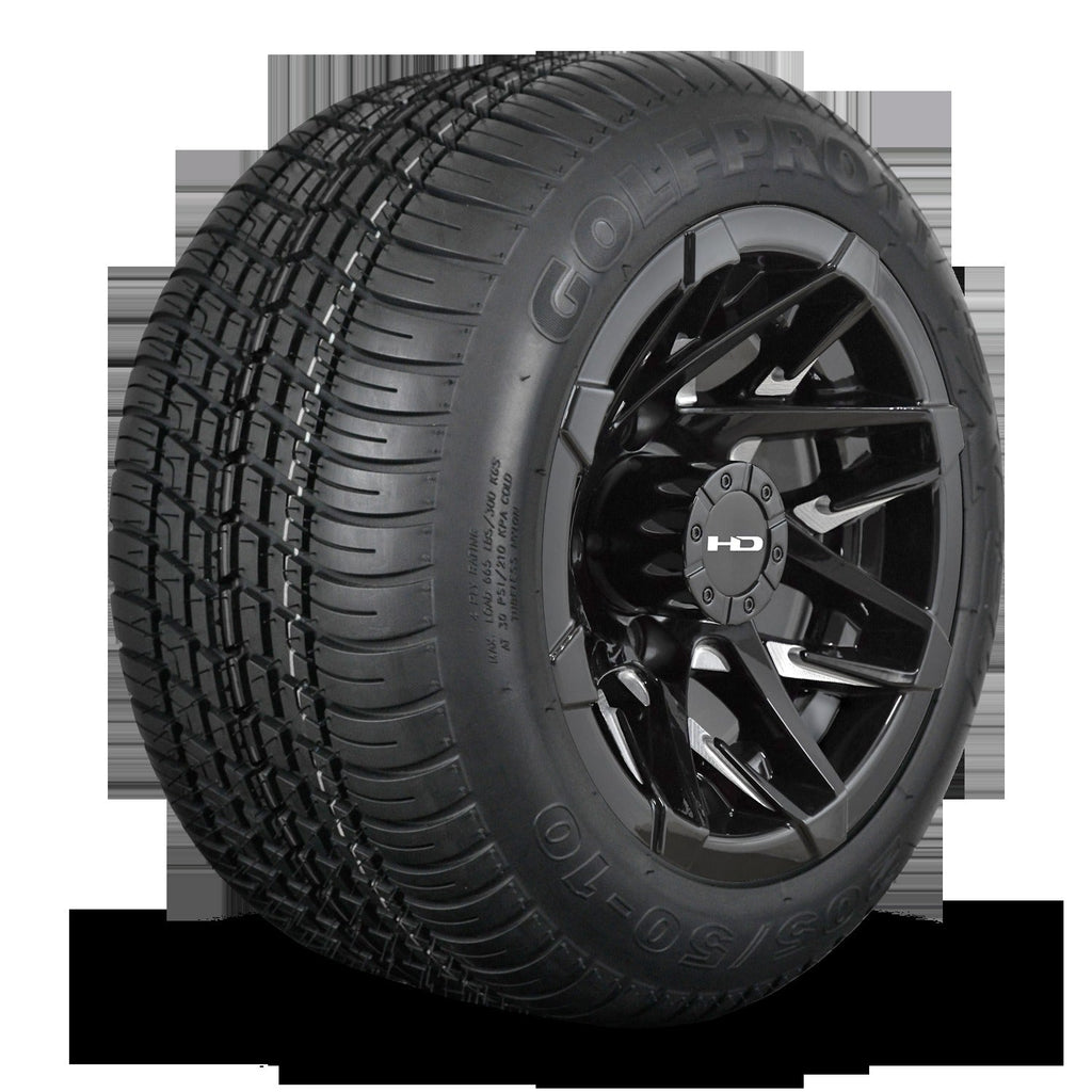 HD Golf Wheel & Tire Package ( 1pc ) 10x7.0 Canyon Black Milled Face w ( 1pc ) All-Season Tire