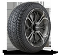 HD Golf Wheel & Tire Package ( 1pc ) 14x7.0 Spinout Gunmetal Machined w ( 1pc ) 205/40-14 All-Season Tire