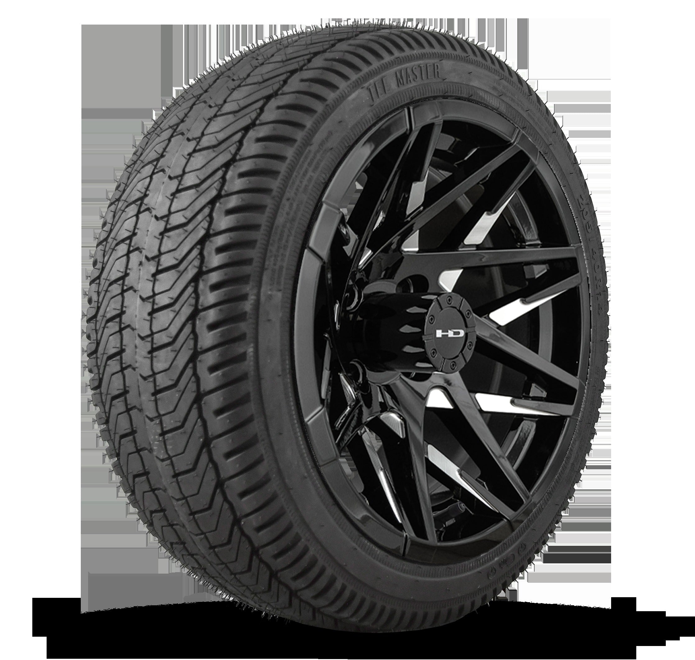 HD Golf Wheel & Tire Package ( 1pc ) 14x7.0 Canyon Black Milled Face w ( 1pc ) 205/40-14 All Season Tire