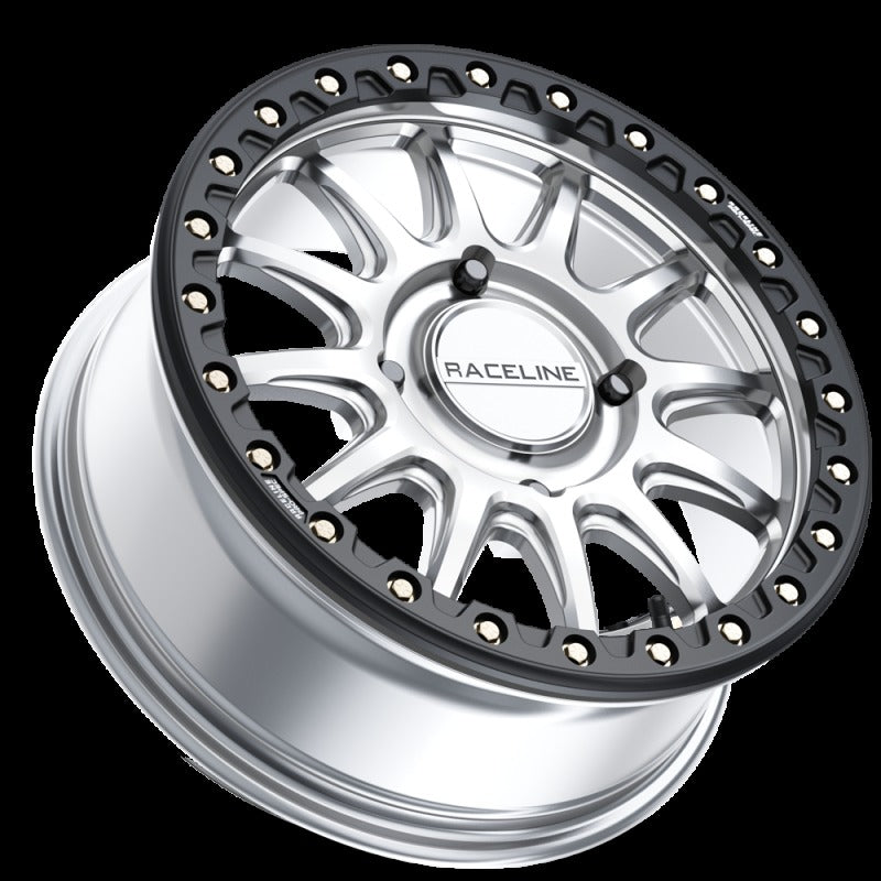 Raceline A14SB Alpha 15x7in / BP / 25mm Offset / 68mm Bore - Hyper Silver w/Black Ring