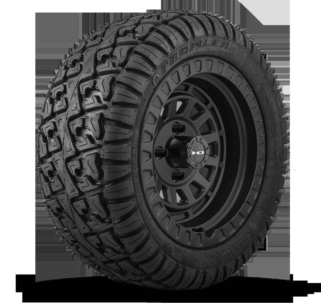 HD Golf Wheel & Tire Package ( 1pc ) 14x7.0 Venture All Satin Black w ( 1pc ) 23 Inch A/T Tire