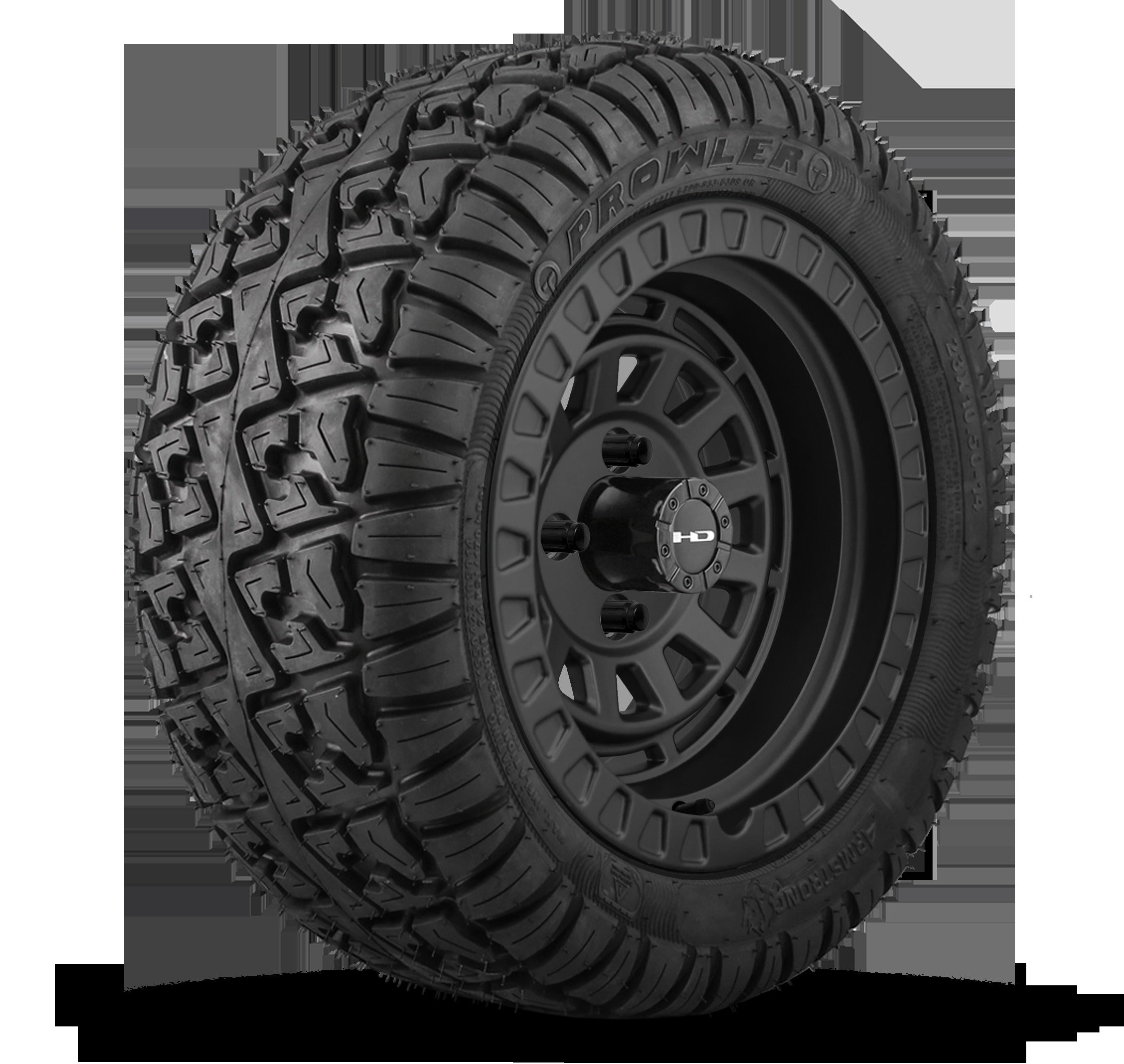 HD Golf Wheel & Tire Package ( 1pc ) 14x7.0 Venture All Satin Black w ( 1pc ) 23 Inch A/T Tire