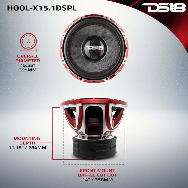 DS18 Hooligan Subwoofer 15in 4000 Watts RMS 1 ohm DVC