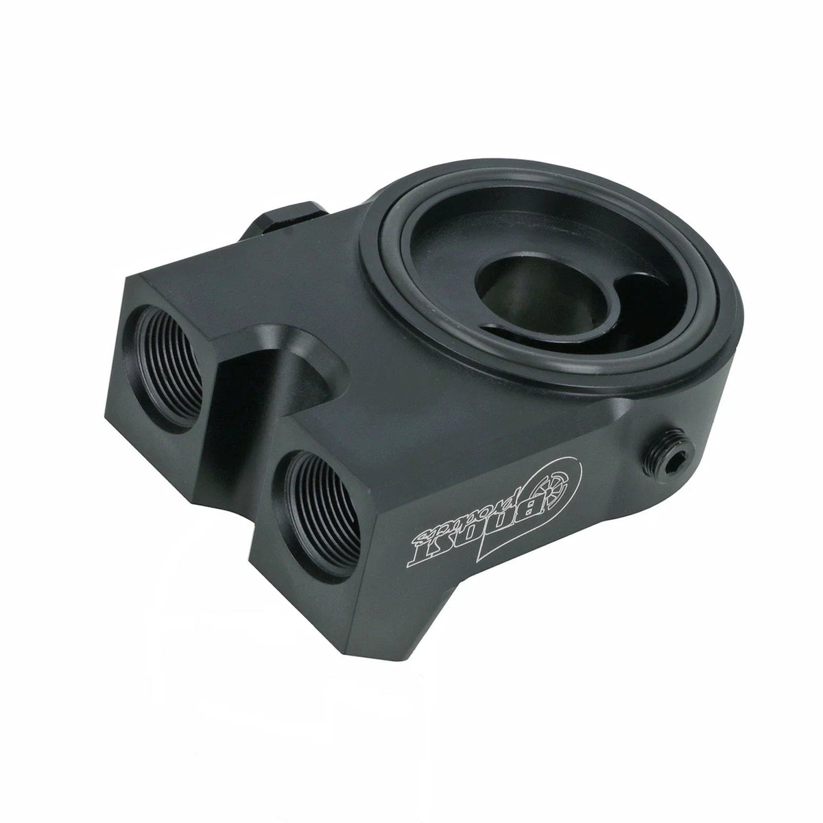 BOOST Products Billet Oil Filter Sandwich Plate Adapter w/ Thermostat, black anodized