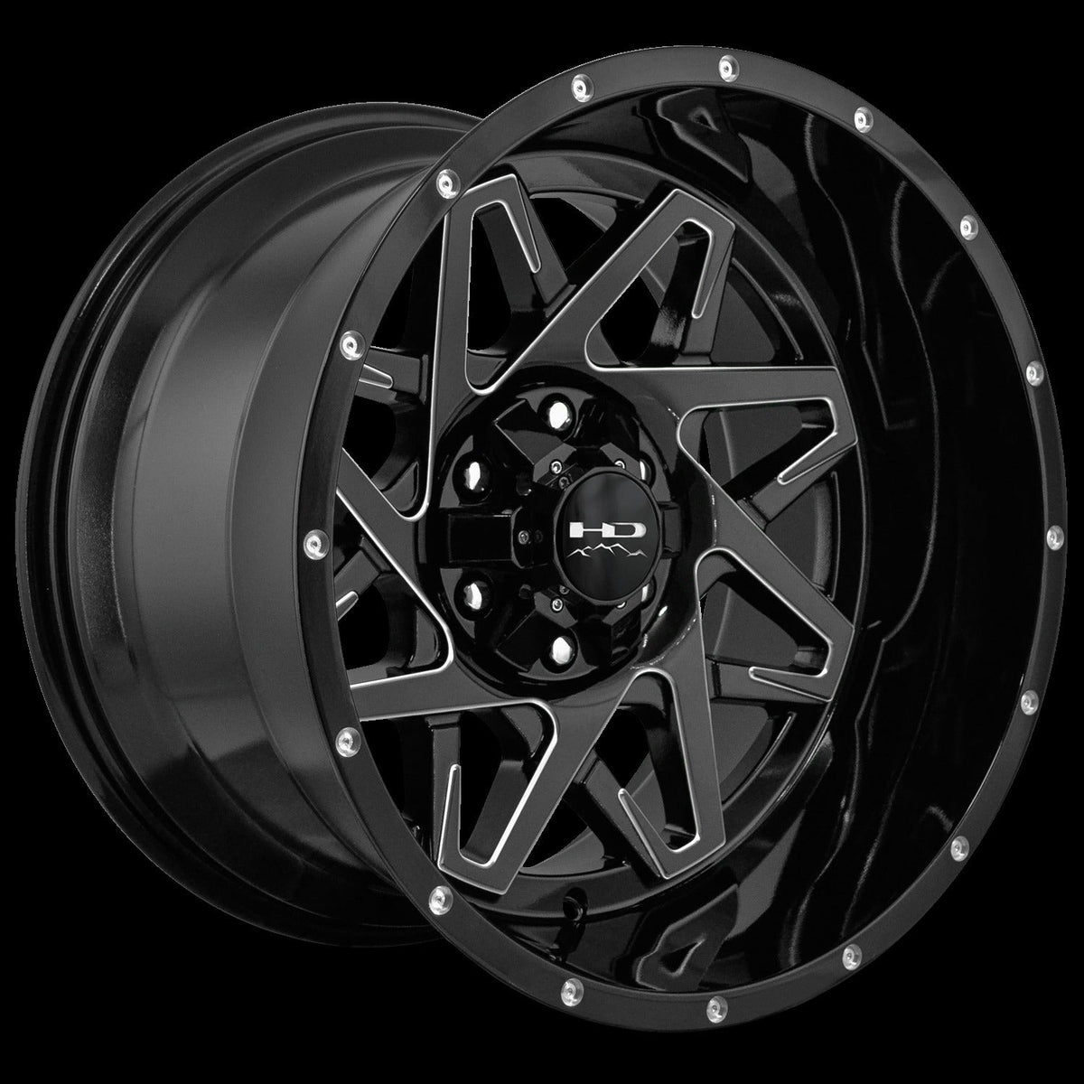 HD Offroad Caliber 20x12 -50 6x135/6x139.7mm 106.2mm Gloss Black/Milled Edge