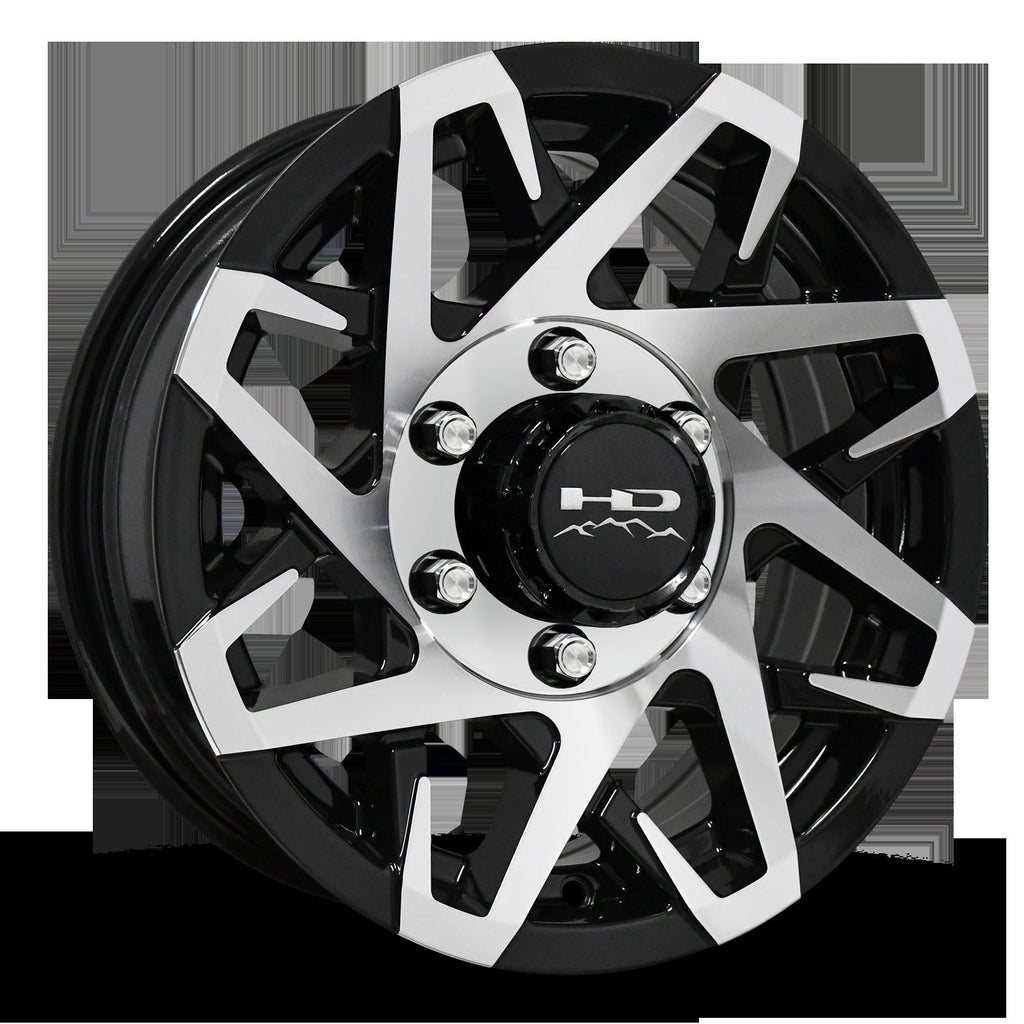 15" x 6" | CANYON ALUMINUM TRAILER WHEEL | 6 on 5-1/2 | Gloss Black Machined