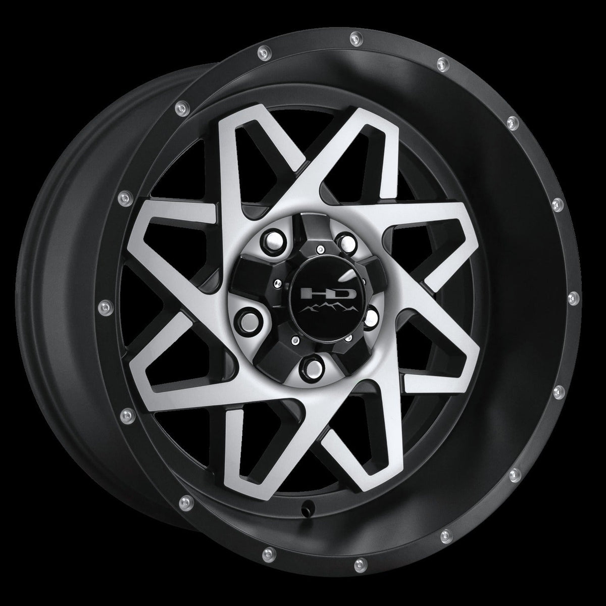 HD Offroad Gridlock 20x10 -25 5x127/5x139.7mm 106.2mm Satin Black/Machined Face