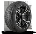 HD Golf Wheel & Tire Package ( 1pc ) 14x7.0 Spinout Gloss Black Machined w ( 1pc ) 205/40-14 All-Season Tire