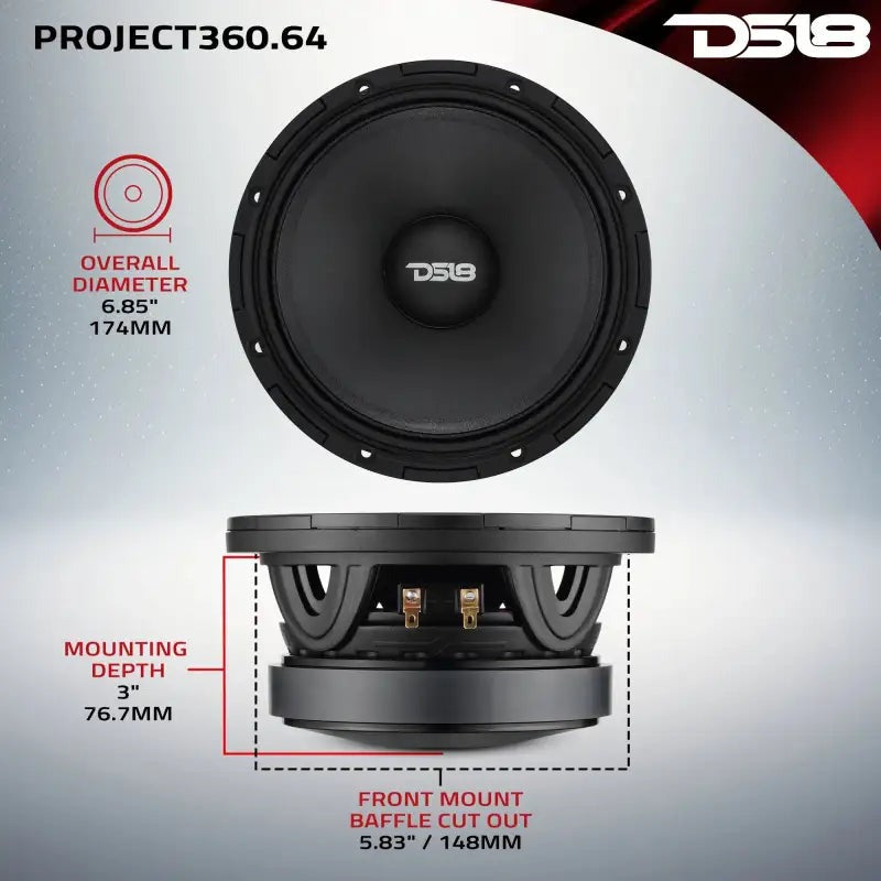 DS18 High-Sensitivity Mid-High Loudspeakers w/ Rotating Recone 6.5in 98db 4ohm 95Hz-17kHz