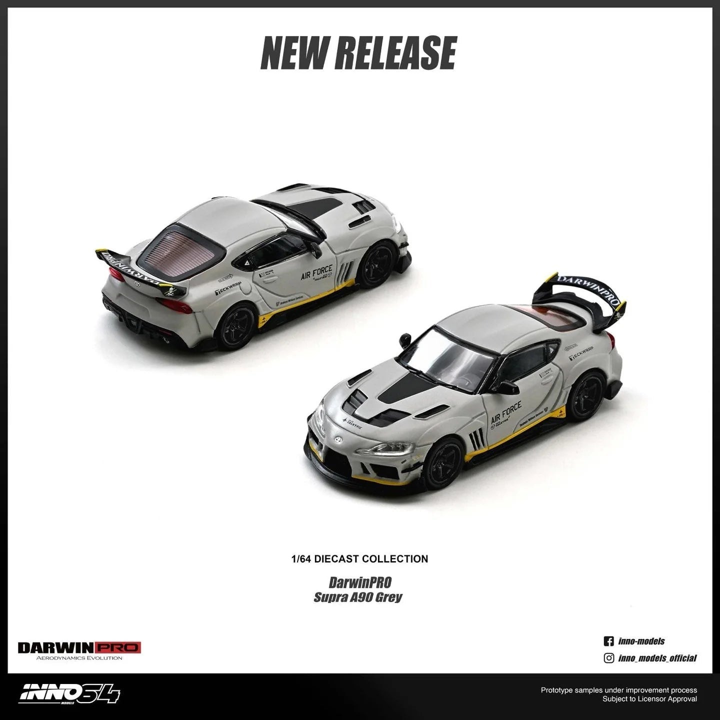 TOYOTA SUPRA (A90) WBK DARWINPRO MATT GRAY 1/64 BY INNO MODELS IN64-A90DP-MGRAY