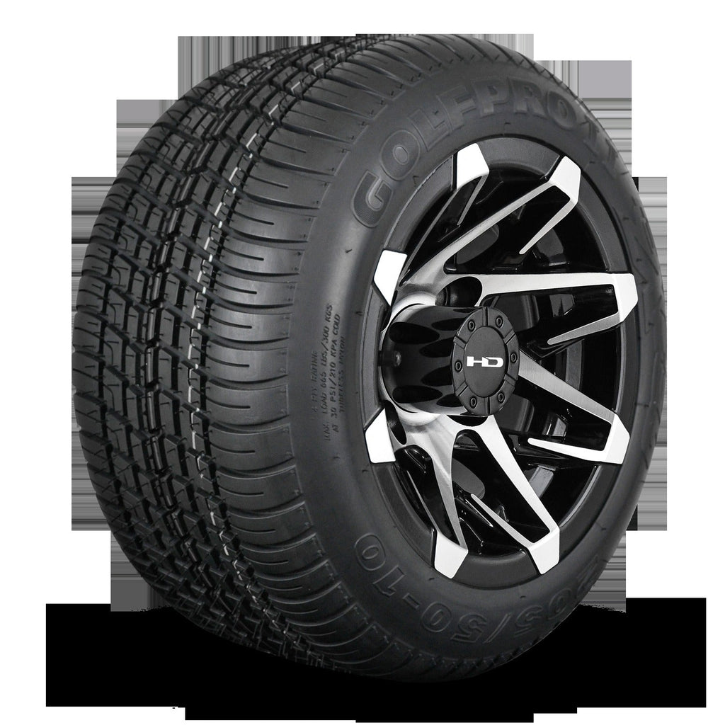 HD Golf Wheel & Tire Package ( 1pc ) 10x7.0 Canyon Black Machined w ( 1pc ) All-Season Tire