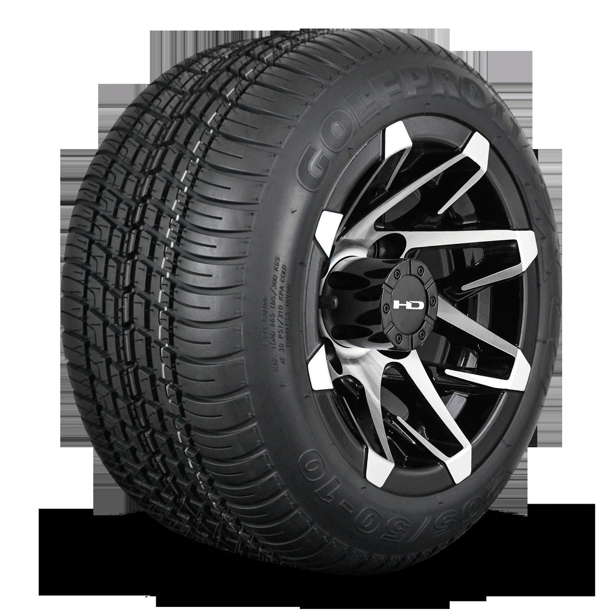 HD Golf Wheel & Tire Package ( 1pc ) 10x7.0 Canyon Black Machined w ( 1pc ) All-Season Tire