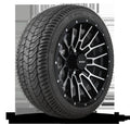 HD Golf Wheel & Tire Package ( 1pc ) 14x7.0 RTC Gloss Black Machined Face + Rivets w ( 1pc ) 205/40-14 All-Season Tire