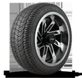 HD Golf Wheel & Tire Package ( 1pc ) 12x7.0 SAW Black Machined Face & Lip w ( 1pc ) 215/35-12 All-Season Tire