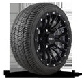 HD Golf Wheel & Tire Package ( 1pc ) 12x7.0 RTC All Gloss Black + Rivets w ( 1pc ) 215/35-12 All-Season Tire