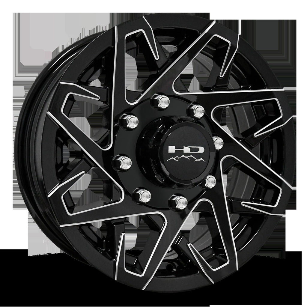 16" x 6" | CANYON ALUMINUM TRAILER WHEEL | 8 on 6-1/2 | Gloss Black Milled Edges