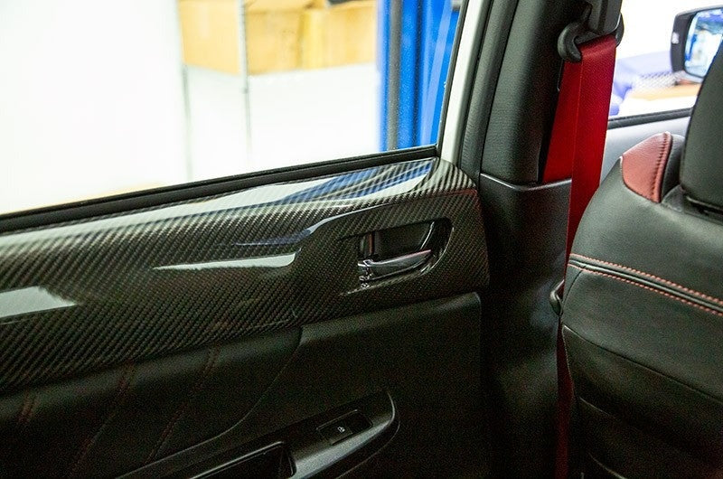 OLM LE Dry Carbon Fiber Rear Door Trim Upper Panels - 2015-2021 Subaru WRX / STI
