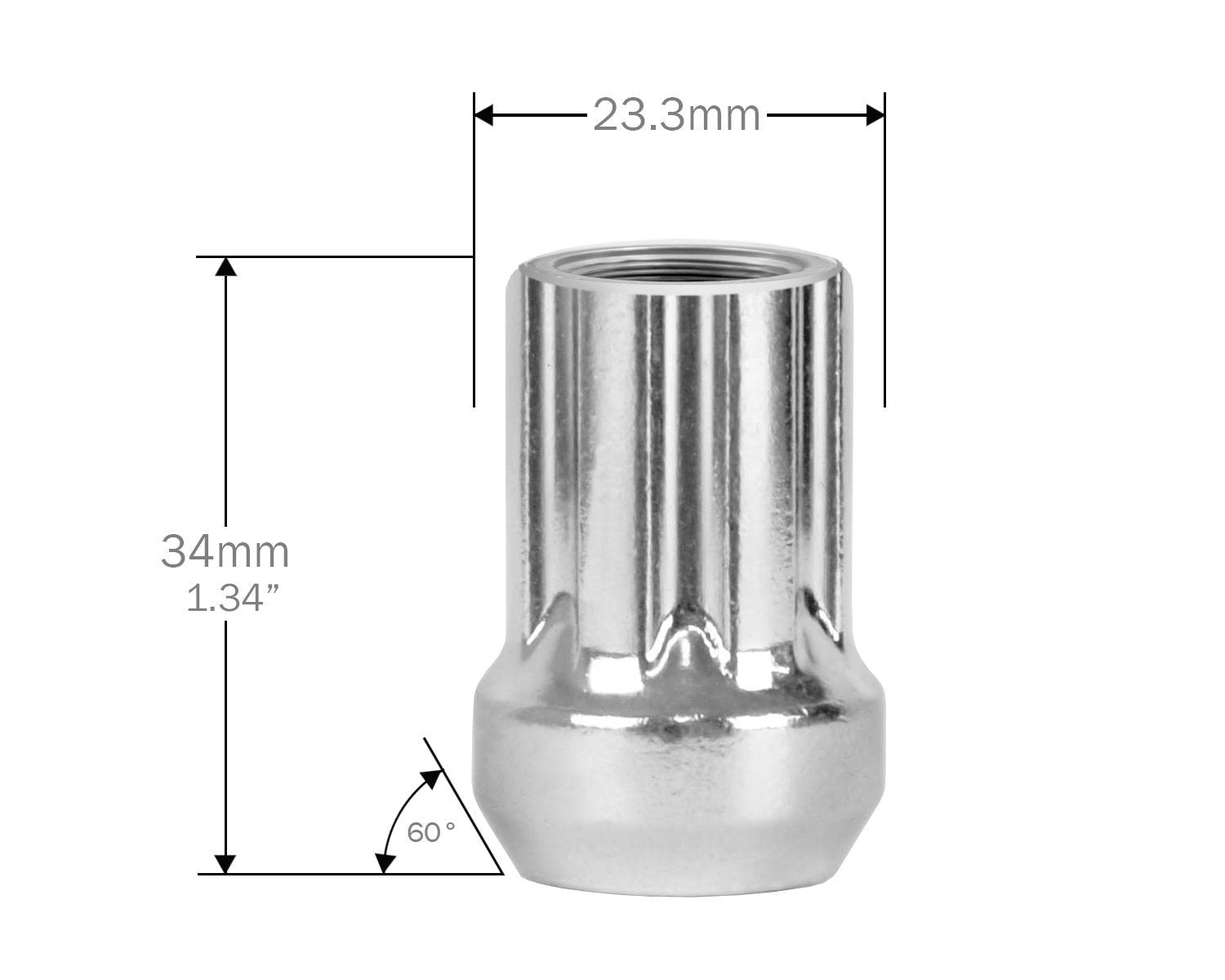 Perfectly Tight 3/4" Hex Open Lug Nut Tapered Seat 9/16-18 x 25mm - Zinc Steel - 1 Piece