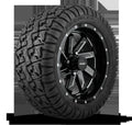 HD Golf Wheel & Tire Package ( 1pc ) 12x7.0 SAW Gloss Black Milled Edges w ( 1pc ) 23 Inch A/T Tire
