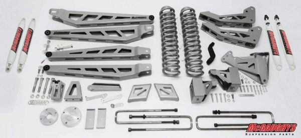 2005-17 Ford F-250/F-350 Front Radius Arm Outer Billet Face Plates (1-driver 1-passenger) for our 6 in or 8 in lift kit. (Bengal Black Gloss w/machined details)