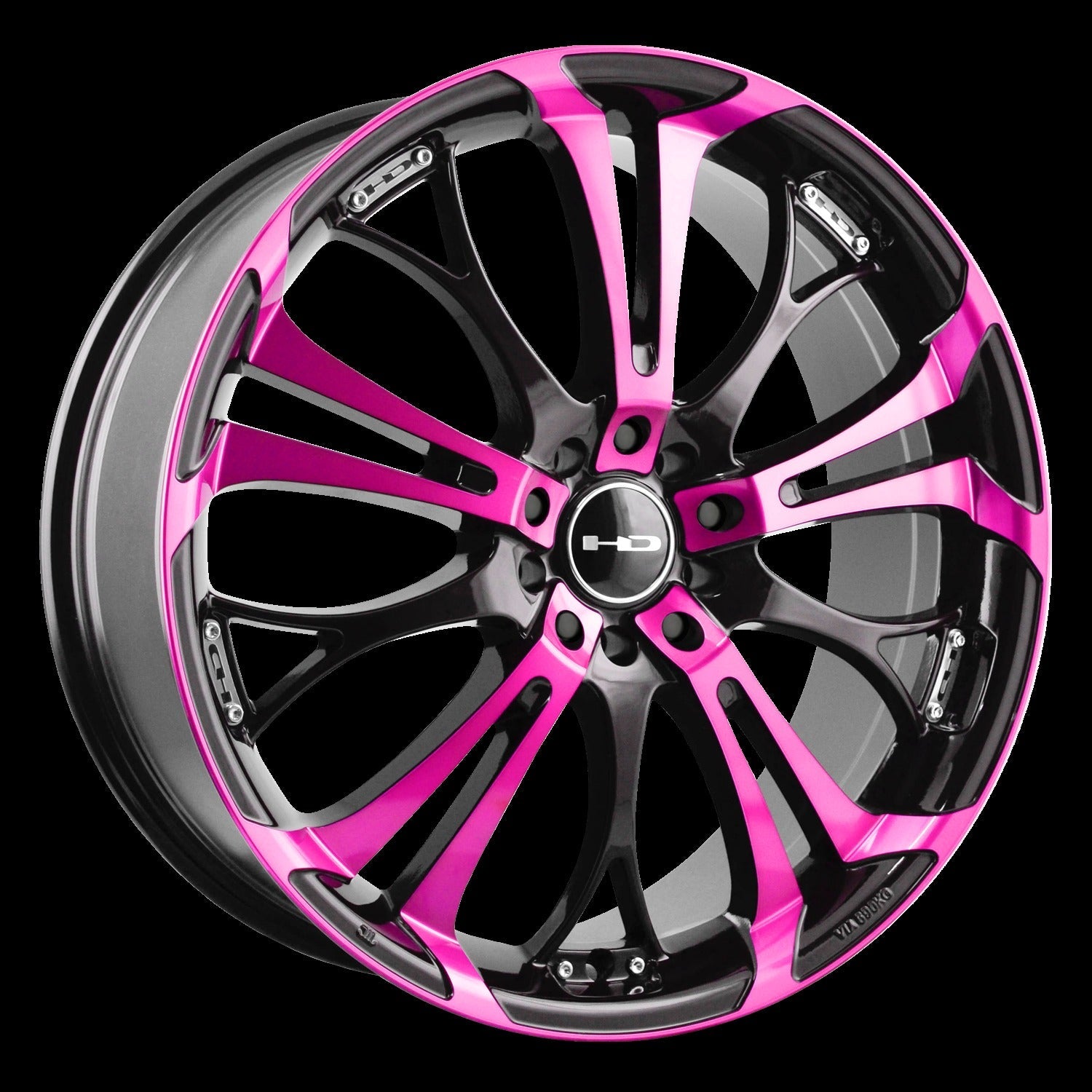 HD Wheels Spinout 22x8.5 +35 5x127/5x114.3mm 73.1mm Gloss Pink&BK/Machined Face