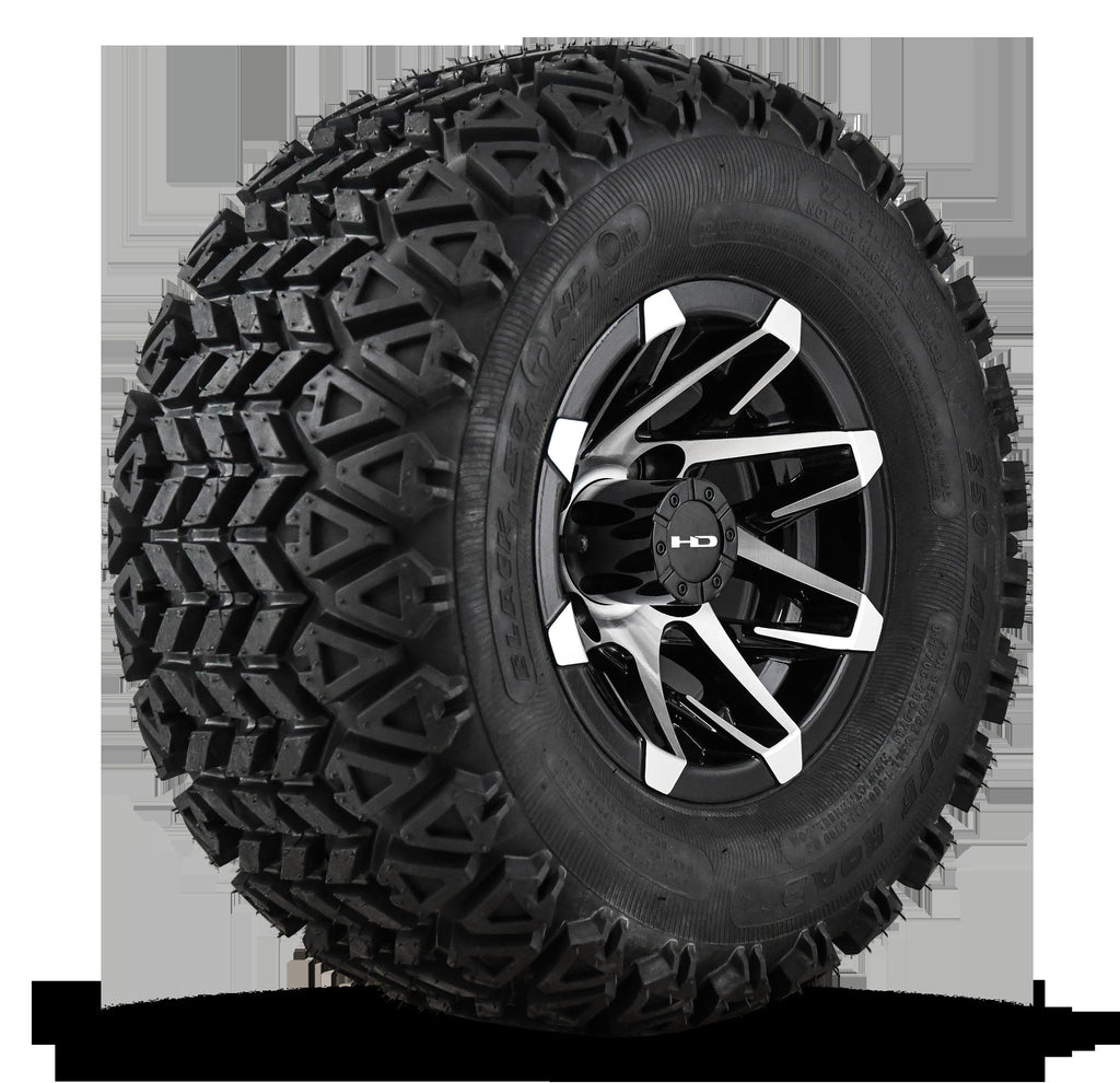 HD Golf Wheel & Tire Package ( 1pc ) 10x7.0 Canyon Black Machined w ( 1pc ) 22 Inch A/T Tire