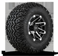 HD Golf Wheel & Tire Package ( 1pc ) 10x7.0 Canyon Black Machined w ( 1pc ) 22 Inch A/T Tire