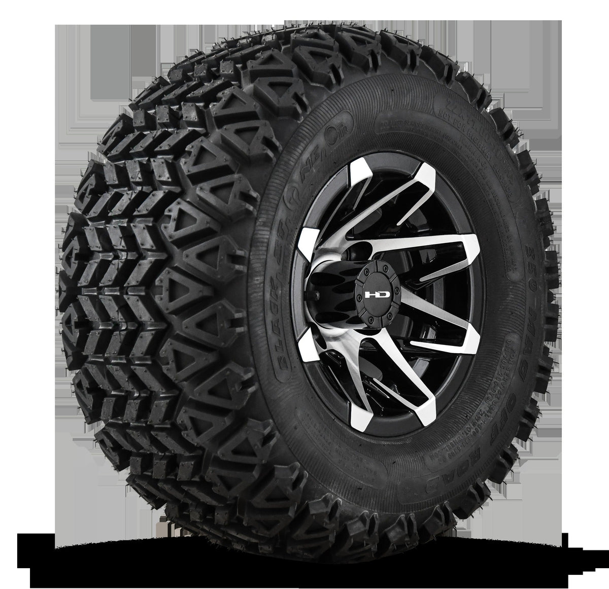 HD Golf Wheel & Tire Package ( 1pc ) 10x7.0 Canyon Black Machined w ( 1pc ) 22 Inch A/T Tire