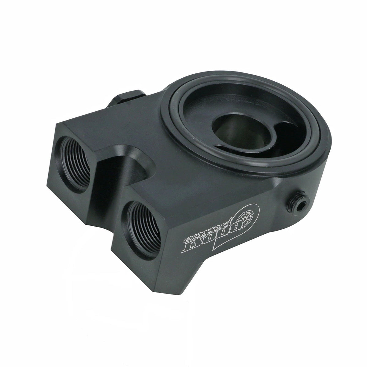BOOST Products Billet Oil Filter Sandwich Plate Adapter w/ Thermostat, black anodized
